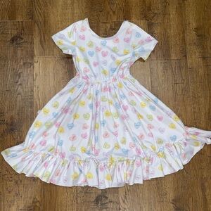 Colorful Conversation Heart Print Kids Dress